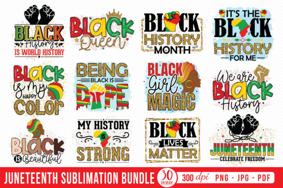 Juneteenth Sublimation Bundle: Graphics for Crafts & Local Branding