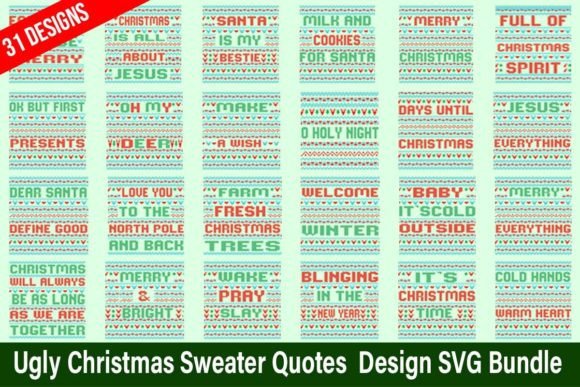 Ugly Christmas Sweater Quote SVG Bundle: Graphics for T-Shirt Designs